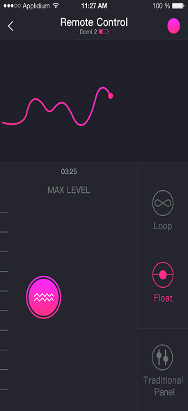 Snímka obrazovky aplikácie Lovense Remote Klepnite a posuňte diaľkové ovládanie.