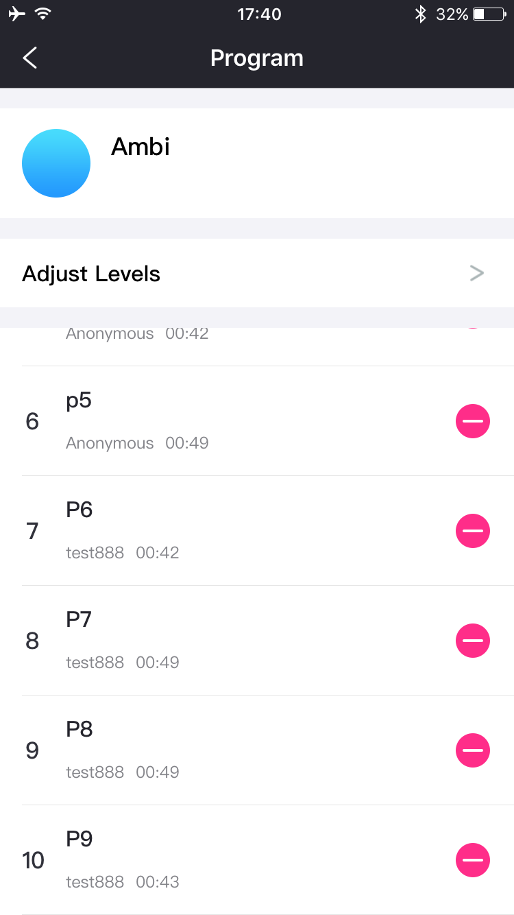Snímka obrazovky aplikácie Lovense Remote: až 10 programovacích vzorov